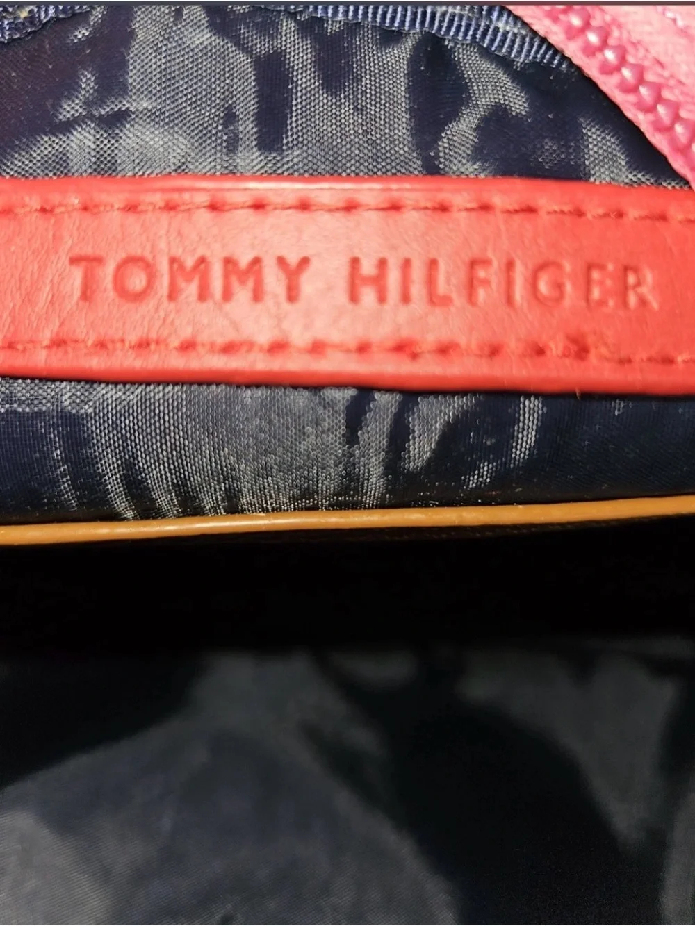 Tommy Hilfiger Pink Monogram Crossbody with Tan Trim